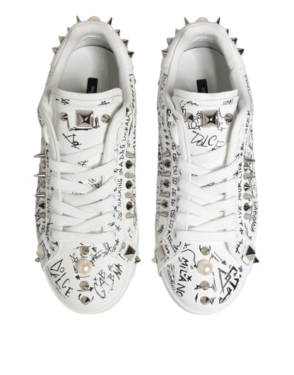 Dolce & Gabbana Weiß Portofino Nieten Männer Turnschuhe Schuhe