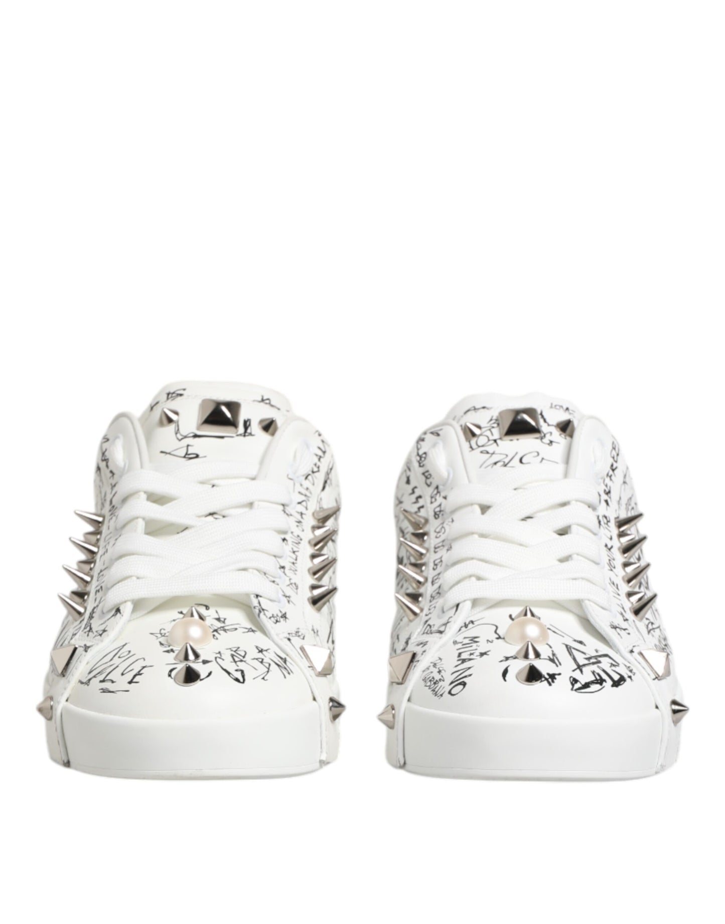 Dolce & Gabbana Weiß Portofino Nieten Männer Turnschuhe Schuhe