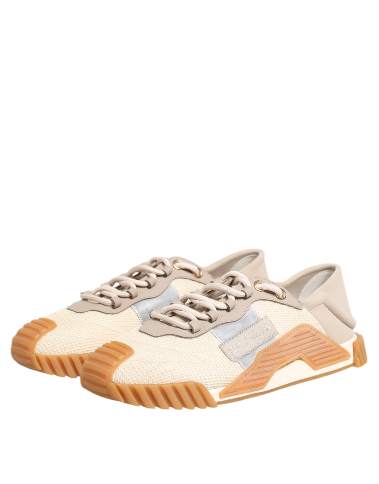 Dolce & Gabbana Beige Lace Up Low Top NS1 Männer Turnschuhe Schuhe
