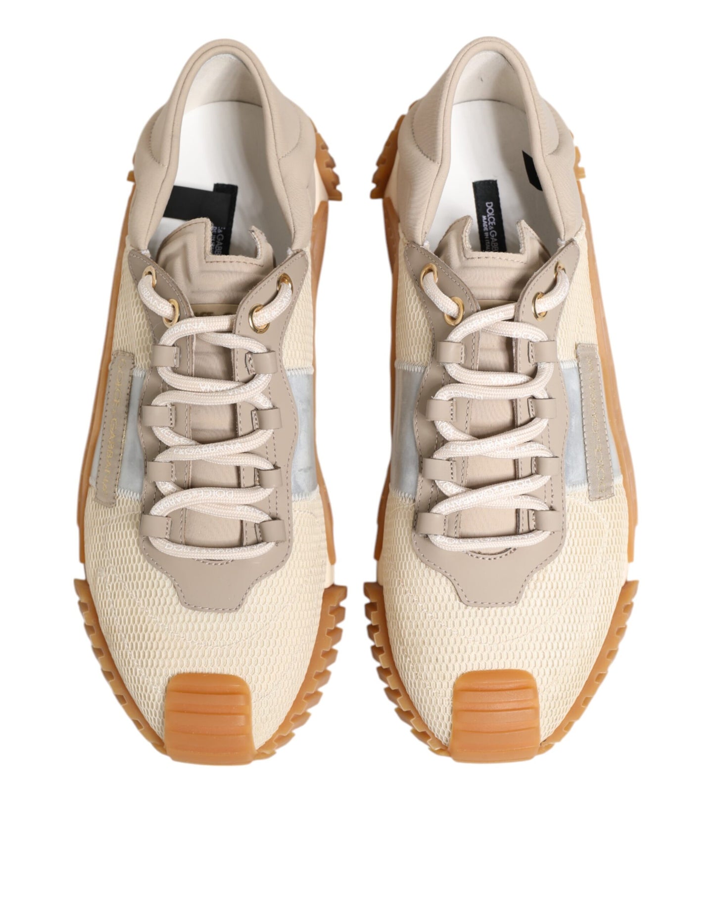 Dolce & Gabbana Beige Lace Up Low Top NS1 Männer Turnschuhe Schuhe