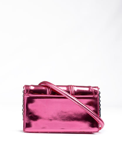 Ferrari Metall Pink GT Lackleder Tasche mit Kette