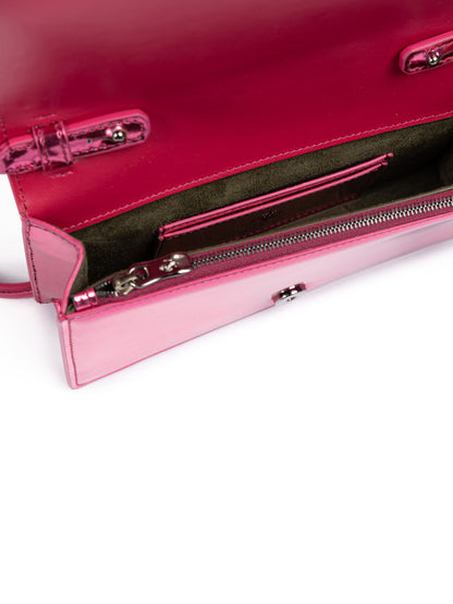 Ferrari Metall Pink GT Lackleder Tasche mit Kette