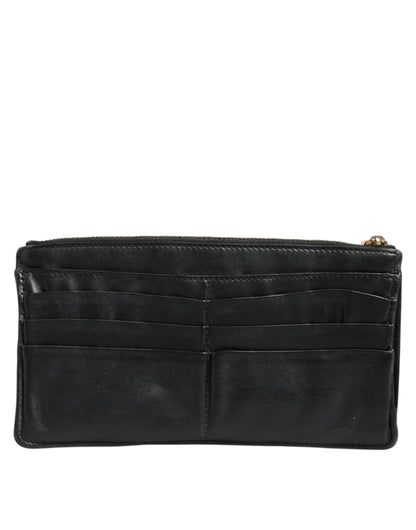 Dolce & Gabbana Schwarzes Kalbsleder DG Logo Damen Karteninhaberin Brieftasche