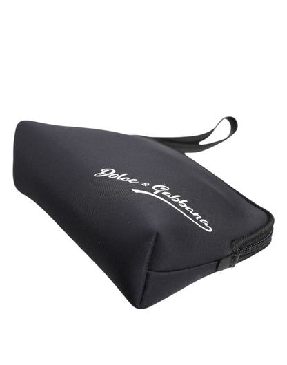 Dolce & Gabbana Schwarze solide Nylon DG LogoPrint Clutch Zip Borse Pouch Tasche
