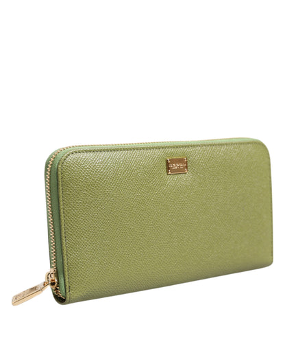 Dolce & Gabbana Grünes Leder Logo Plaque Zip um Continenta Brieftasche