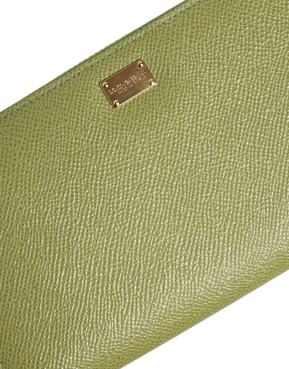Dolce & Gabbana Grünes Leder Logo Plaque Zip um Continenta Brieftasche