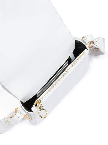 Off-White Weiß/Gold Metallic-Streifen Mini Crossbody Tasche