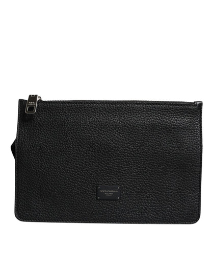 Dolce & Gabbana Schwarze Leder Gürteltasche mit Logoprägung Borse Tasche