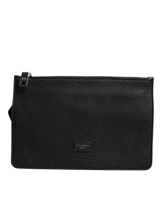 Dolce & Gabbana Schwarze Leder Gürteltasche mit Logoprägung Borse Tasche
