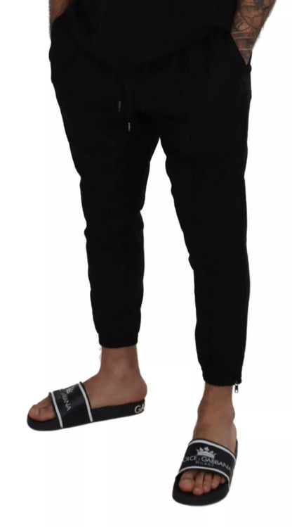 Dolce & Gabbana Schwarze Jogger-Hose aus Wolle