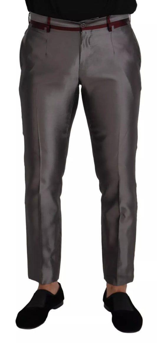 Dolce & Gabbana Graue Seiden-Metallic-Männer-Kleid-Hose