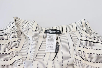 Dolce & Gabbana Weiß gestreifte Lounge-Hose aus Seide