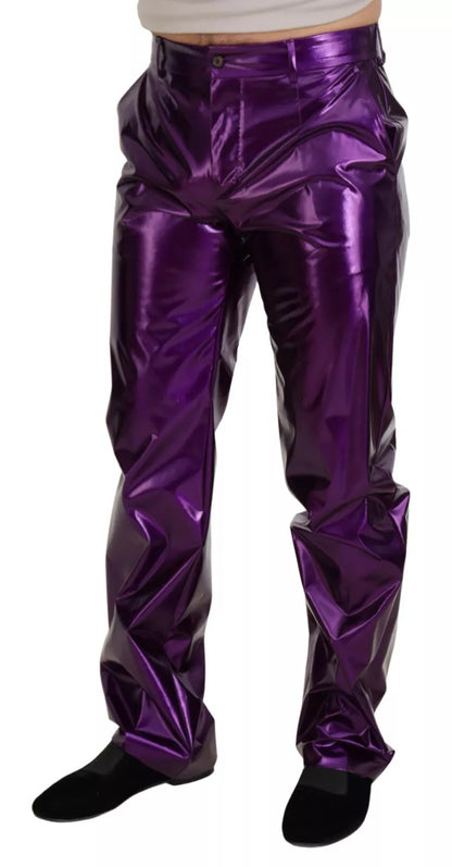 Dolce & Gabbana Lila Metallic-Nylon-Hose gerade Hose