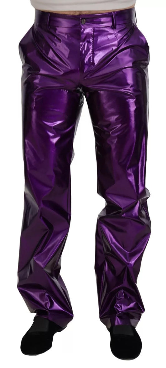 Dolce & Gabbana Lila Metallic-Nylon-Hose gerade Hose