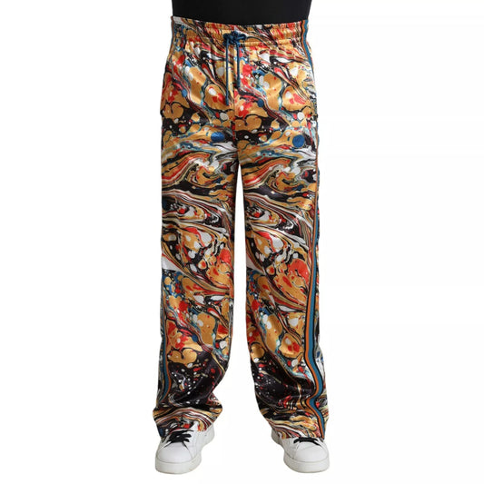 Dolce & Gabbana Multicolor Marmorierte Satin-Hose
