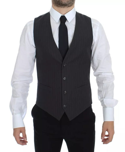 Dolce & Gabbana Graues gestreiftes formelles Kleid Gilet-Weste