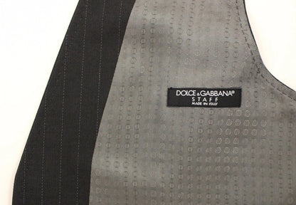 Dolce & Gabbana Graues gestreiftes formelles Kleid Gilet-Weste