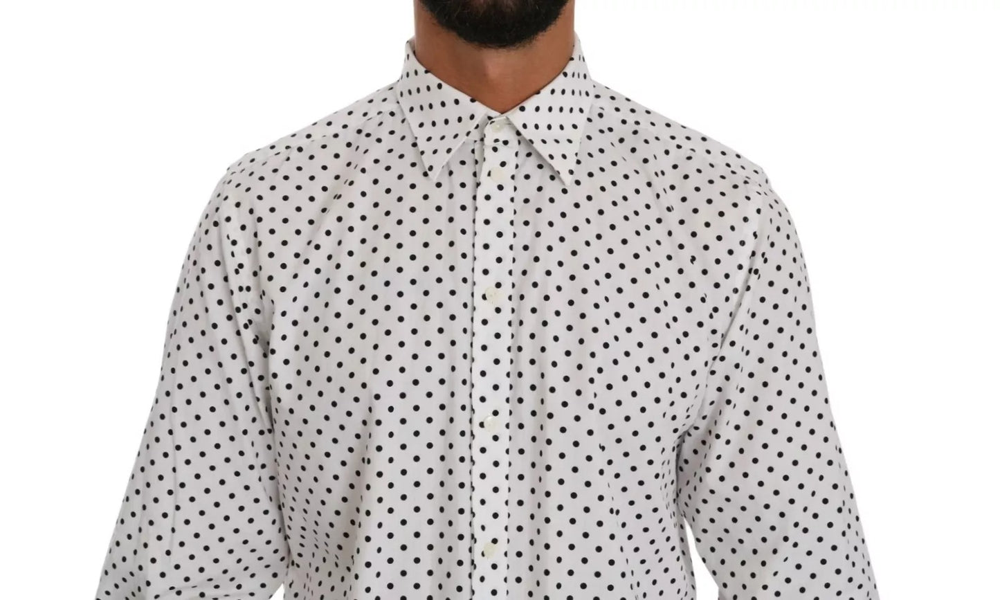Dolce & Gabbana Weißes gepunktetes Kleid Formelles MARTINI Hemd
