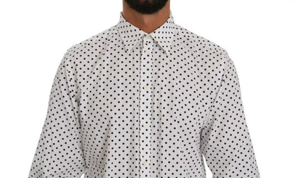 Dolce & Gabbana Weißes gepunktetes Kleid Formelles MARTINI Hemd
