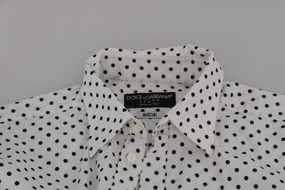 Dolce & Gabbana Weißes gepunktetes Kleid Formelles MARTINI Hemd