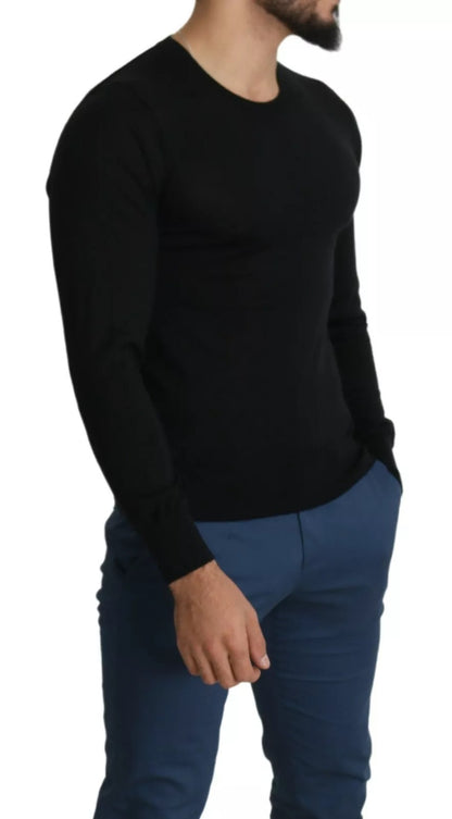 Dolce & Gabbana Schwarzer Pullover aus Kaschmir mit Rundhalsausschnitt