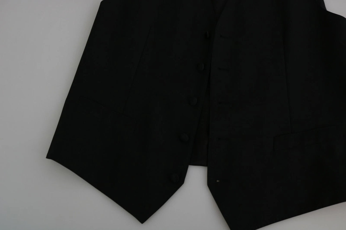 Dolce & Gabbana Schwarze Wolle Männer Formelle Weste Weste