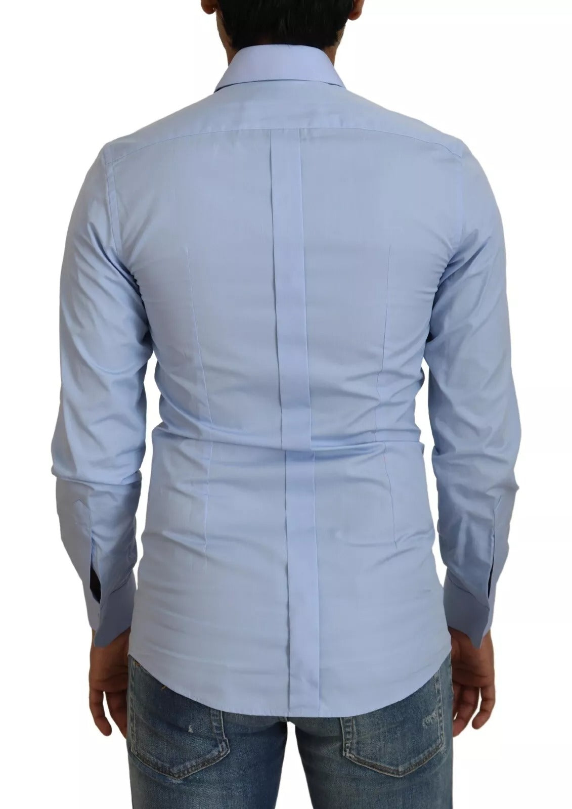 Dolce & Gabbana Hellblaues Slim Fit Hemd aus Baumwolle