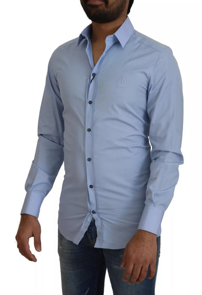 Dolce & Gabbana Hellblaues Slim Fit Hemd aus Baumwolle
