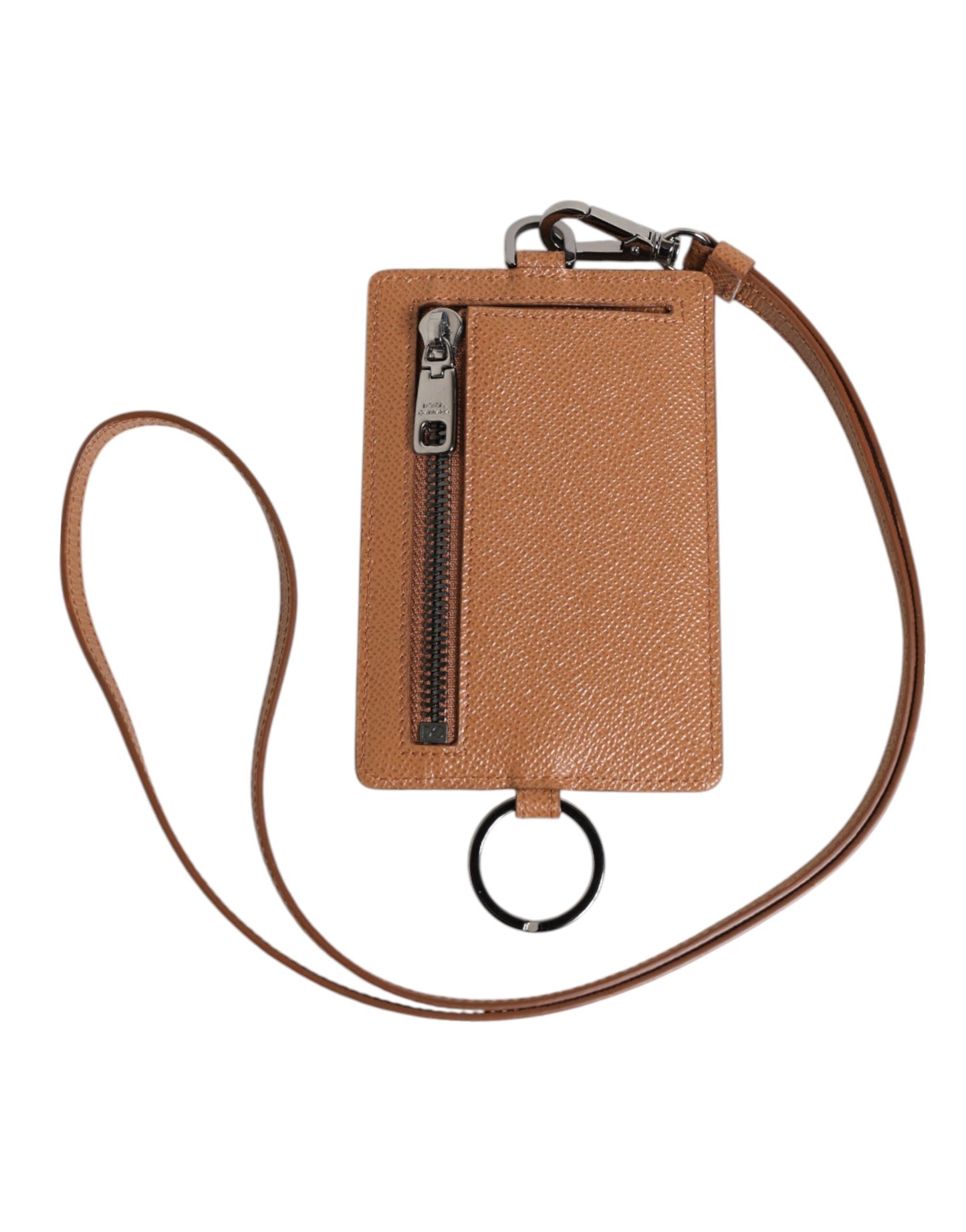 Dolce & Gabbana Dunkelbraun Leder Lanyard Logo Kartenhalter Männer Brieftasche