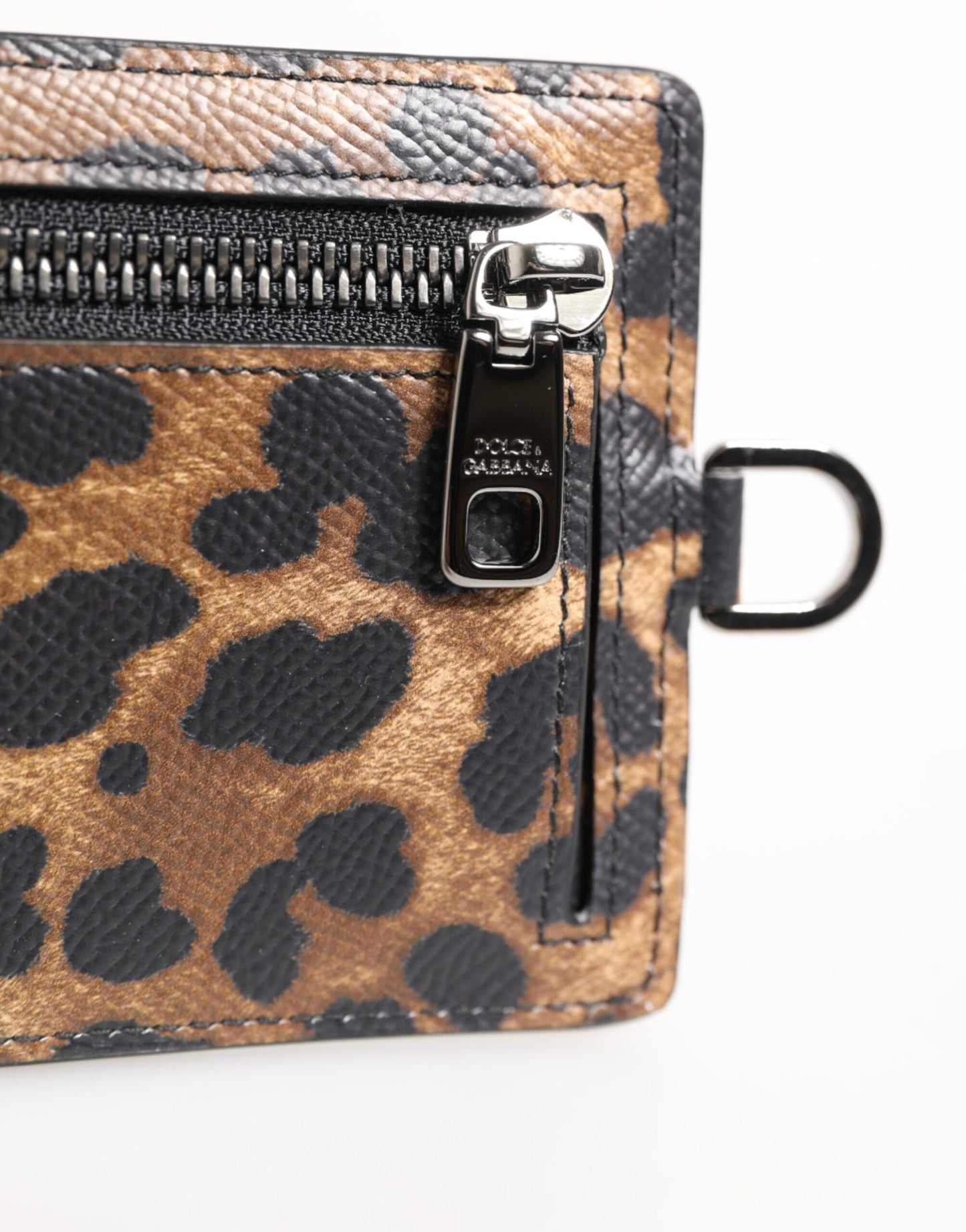 Dolce & Gabbana Leopard Print Leder geprägtes Lanyard Kartenhalter Brieftasche