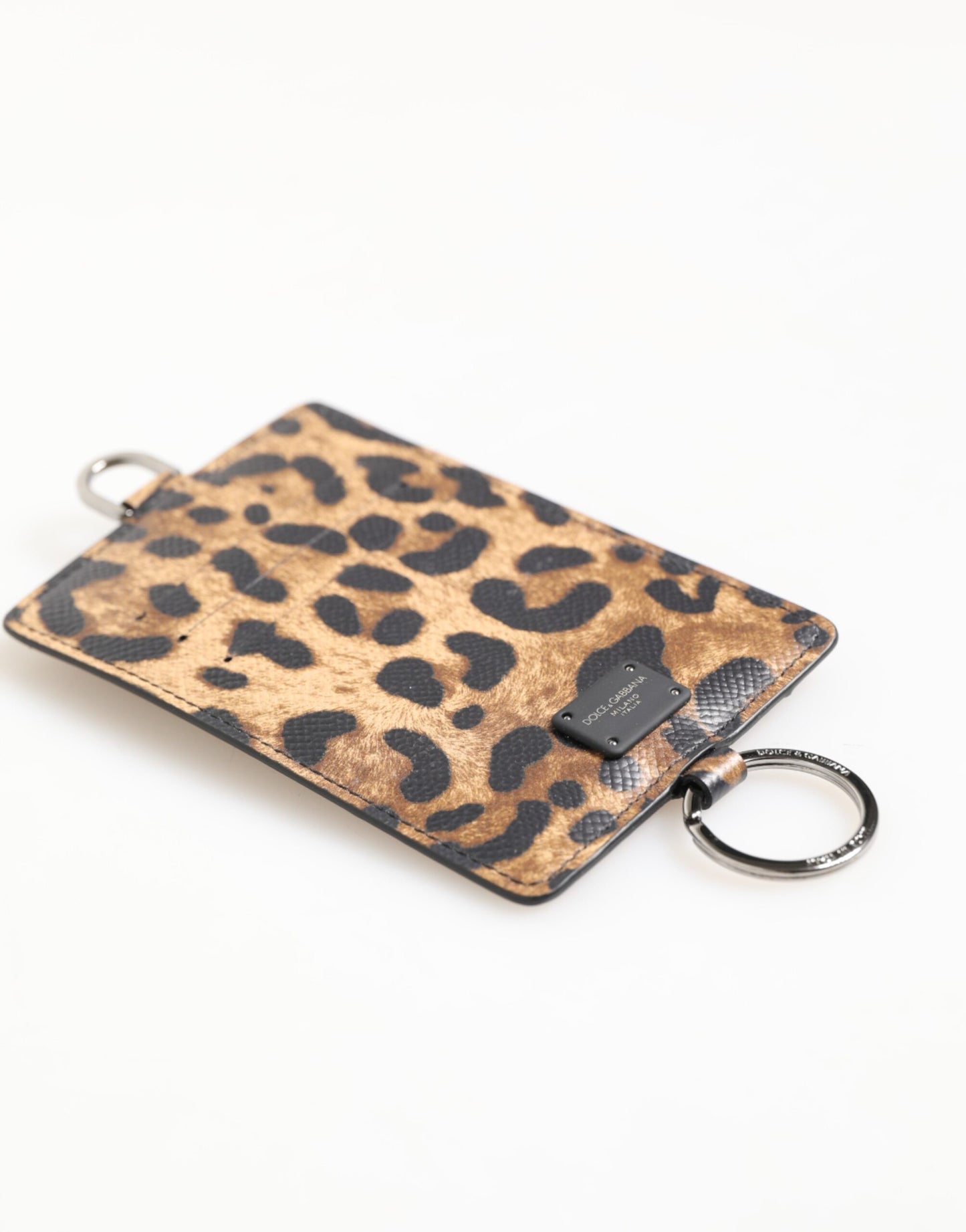 Dolce & Gabbana Leopard Print Leder geprägtes Lanyard Kartenhalter Brieftasche