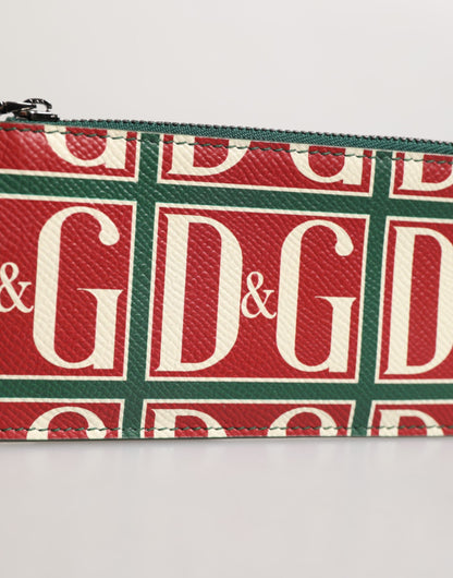Dolce & Gabbana Grünes Kalbsleder Logo-Druck Monogramm Kartenhalter Brieftasche