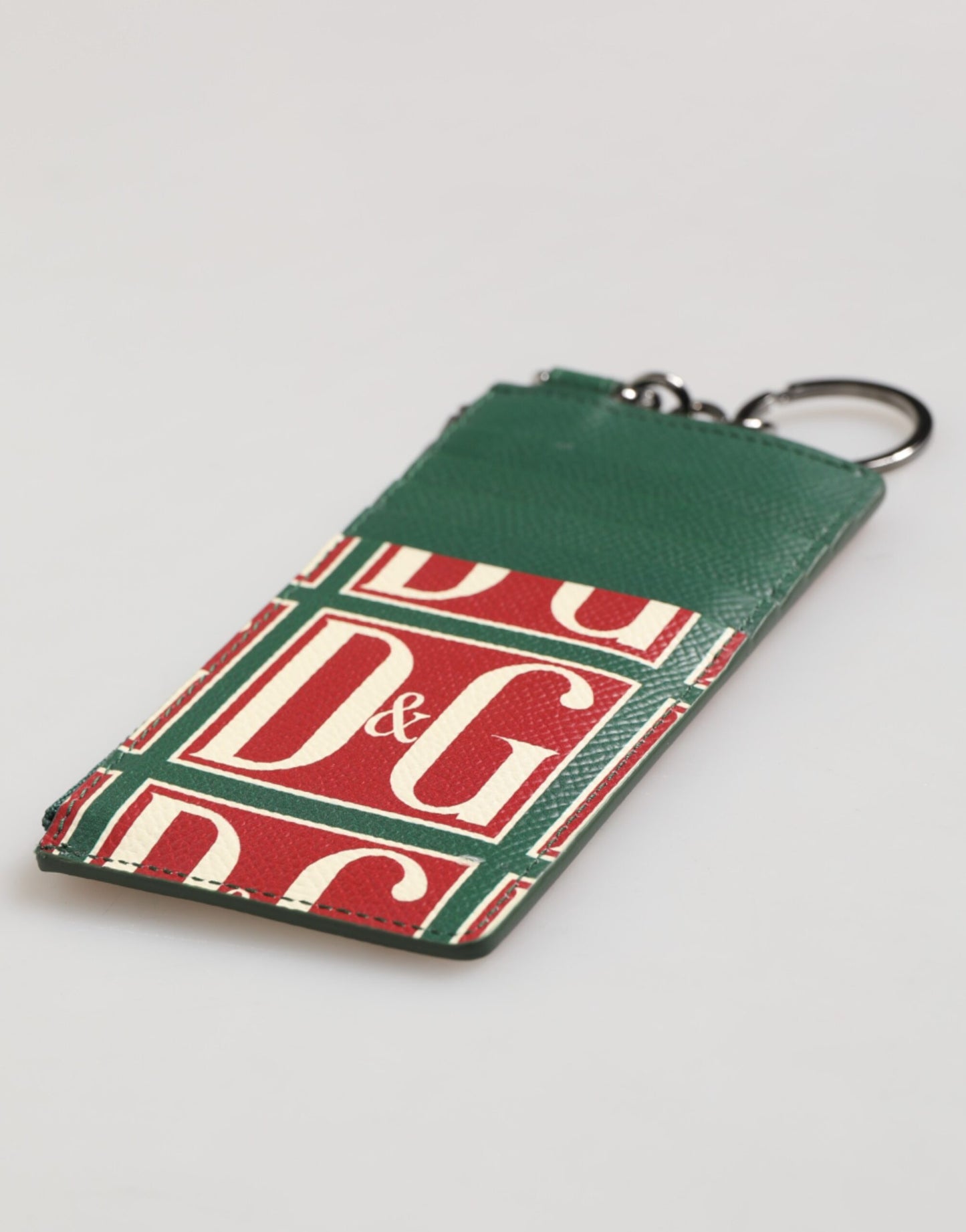Dolce & Gabbana Grünes Kalbsleder Logo-Druck Monogramm Kartenhalter Brieftasche