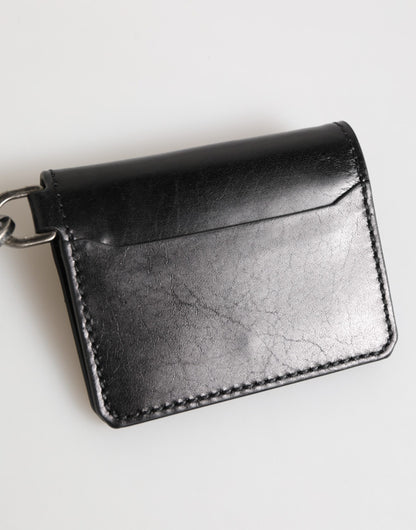 Dolce & Gabbana Schwarzes Leder mit Logo-Prägung Schlüsselanhänger Kartenhalter Brieftasche