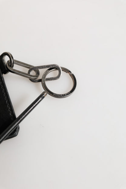 Dolce & Gabbana Schwarzes Leder mit Logo-Prägung Schlüsselanhänger Kartenhalter Brieftasche