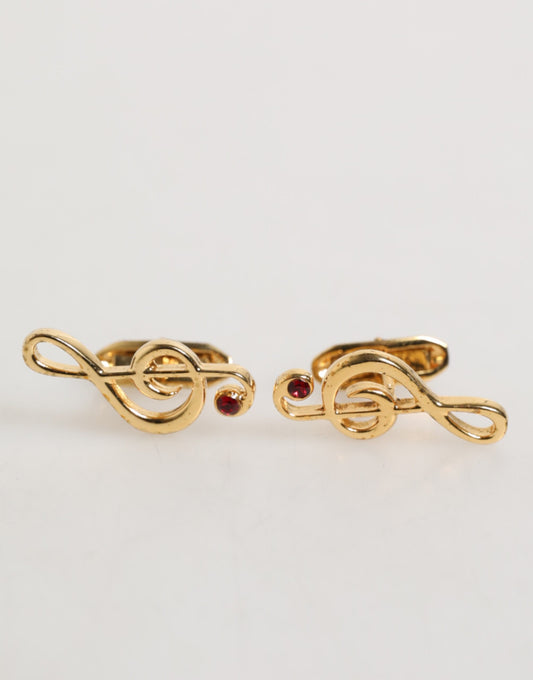 Dolce & Gabbana Gold Musiknote Metall Messing Pin Männer Accessoire Manschettenknöpfe