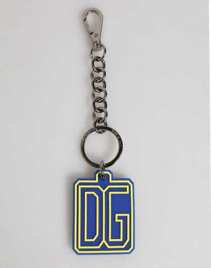 Dolce & Gabbana Blau Gelb DG Gummi Logo Silber Männer Schlüsselanhänger Schlüsselanhänger