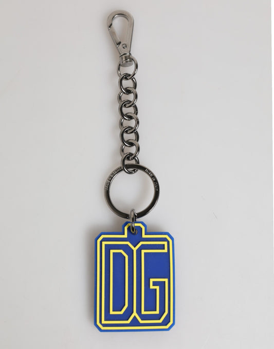 Dolce & Gabbana Blau Gelb DG Gummi Logo Silber Männer Schlüsselanhänger Schlüsselanhänger