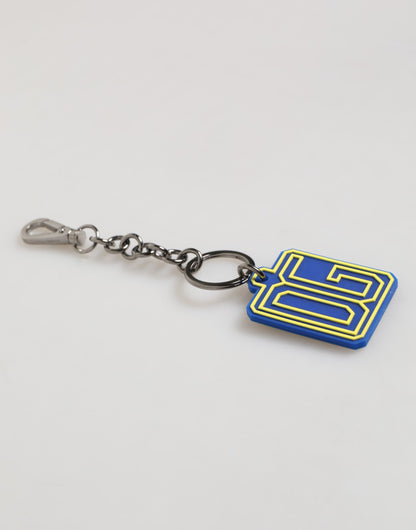 Dolce & Gabbana Blau Gelb DG Gummi Logo Silber Männer Schlüsselanhänger Schlüsselanhänger