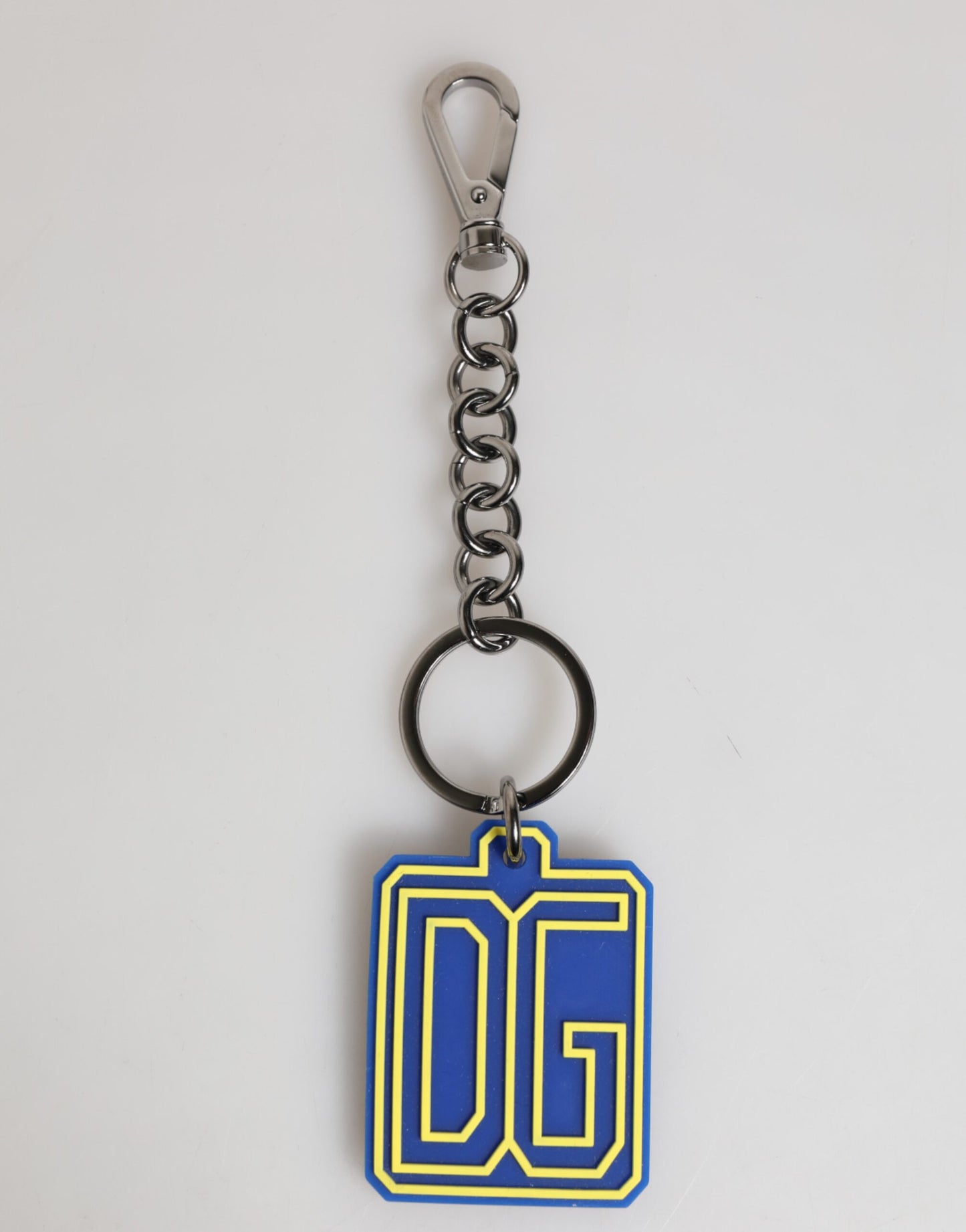 Dolce & Gabbana Blau Gelb DG Gummi Logo Silber Männer Schlüsselanhänger Schlüsselanhänger