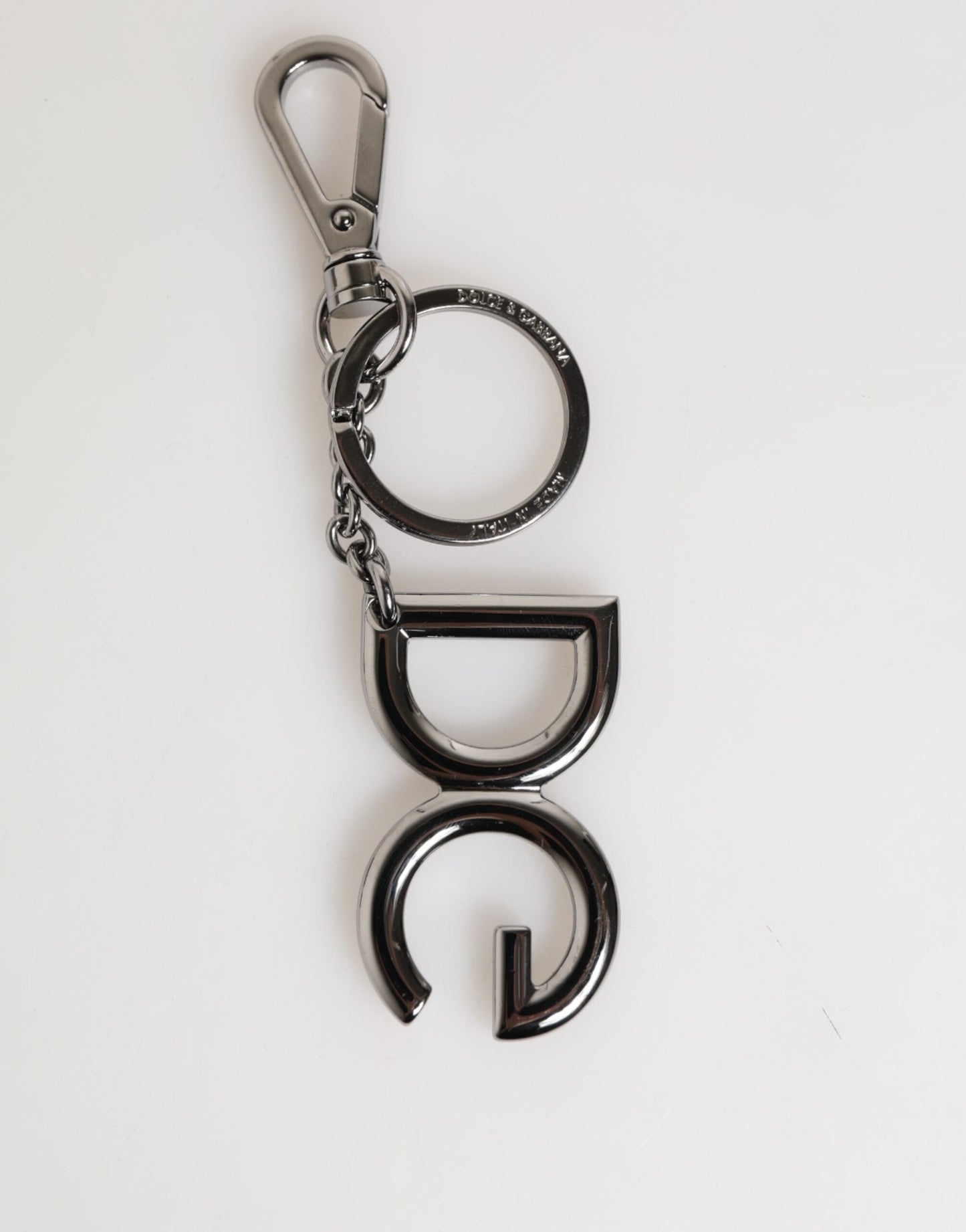 Dolce & Gabbana Silber Messing DG Logo Metall Schlüsselanhänger Halter Männer Schlüsselring