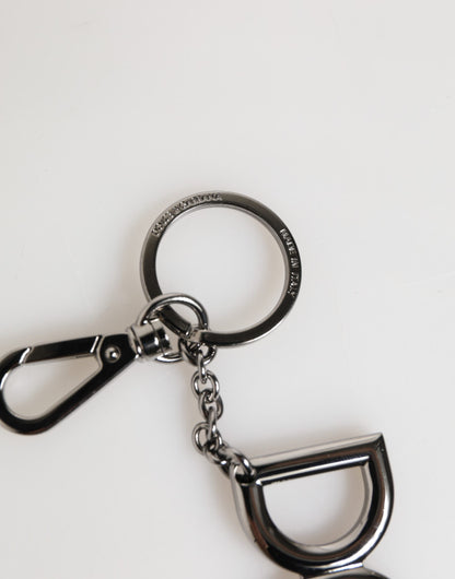 Dolce & Gabbana Silber Messing DG Logo Metall Schlüsselanhänger Halter Männer Schlüsselring