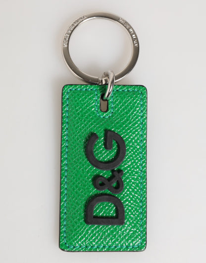 Dolce & Gabbana Grünes Leder Logo Metallring Schlüsselbundhalter Männer Schlüsselanhänger