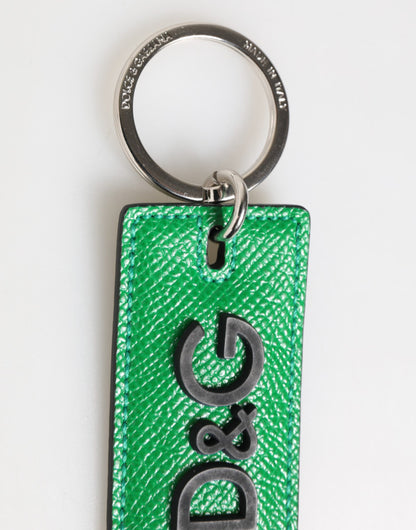 Dolce & Gabbana Grünes Leder Logo Metallring Schlüsselbundhalter Männer Schlüsselanhänger