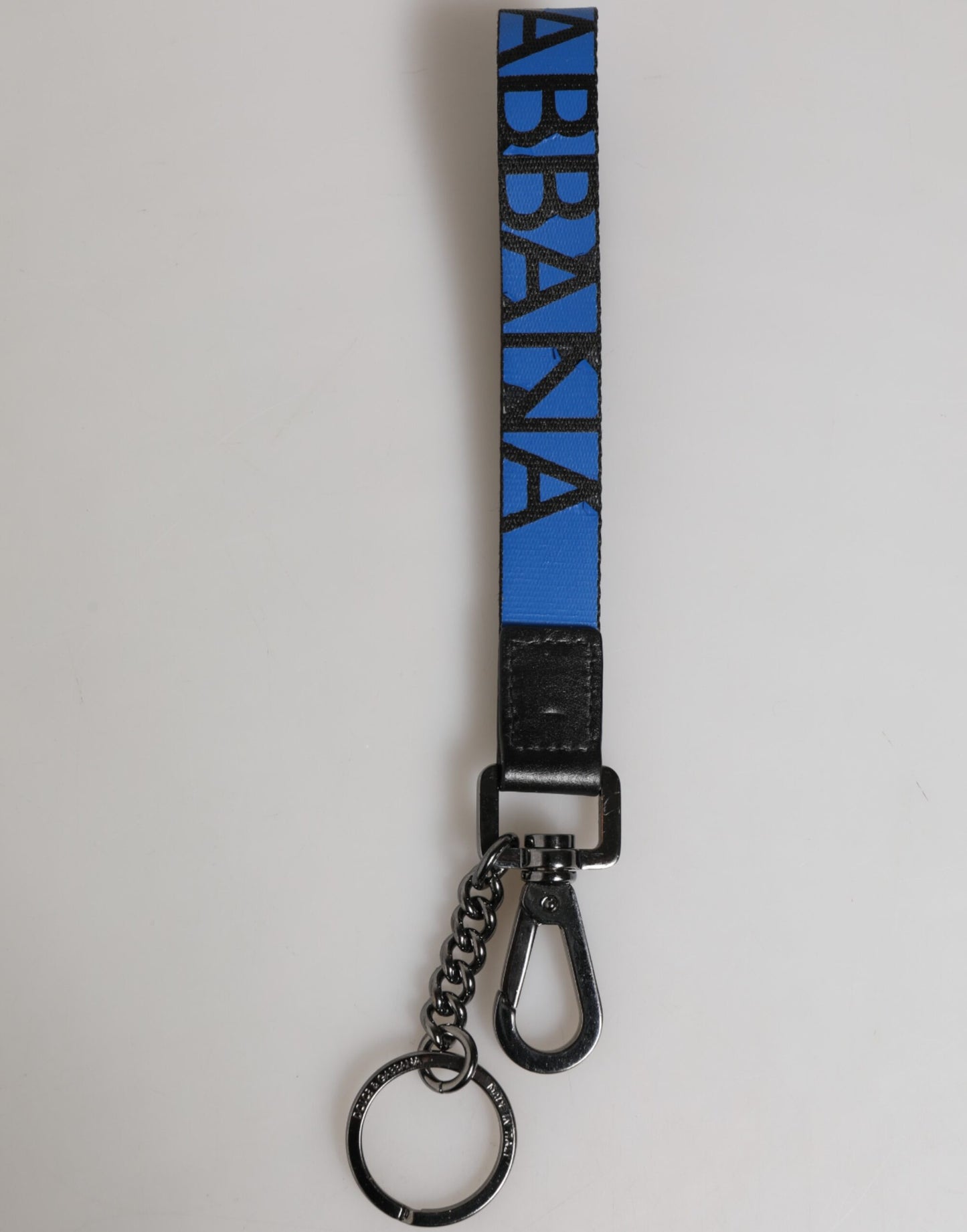 Dolce & Gabbana Blaues Nylon Logo DG Crown Herren Schlüsselanhänger Schlüsselring