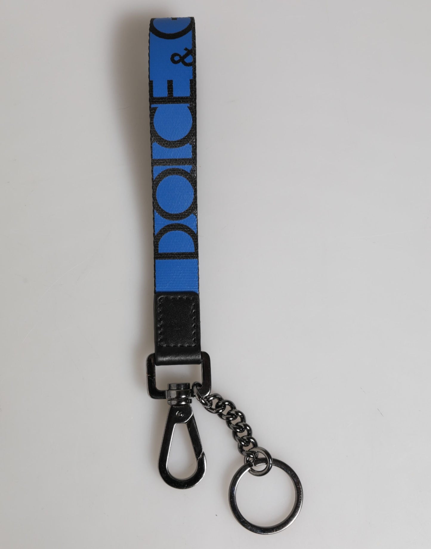 Dolce & Gabbana Blaues Nylon Logo DG Crown Herren Schlüsselanhänger Schlüsselring