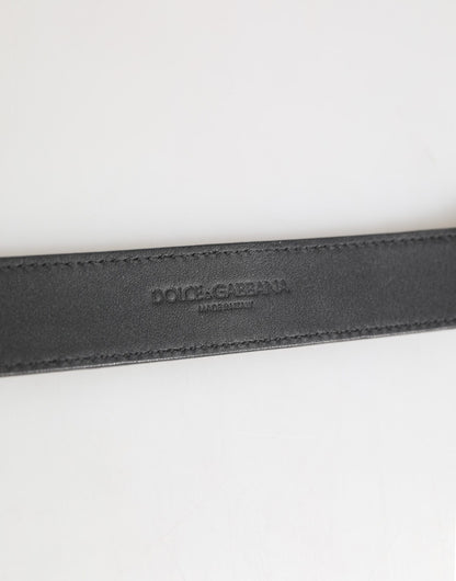 Dolce & Gabbana Silbernes strukturiertes Leder, goldfarbenes Metallhalsband