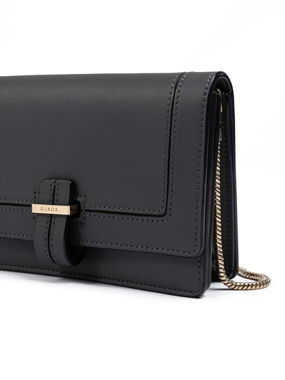 Giada Dunkelgraue Leder-Clutch-Tasche