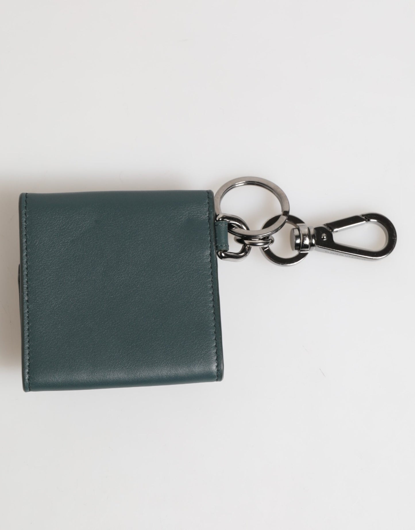 Dolce & Gabbana Dunkelgrünes Leder DG Logo Münzbeutel Tasche Charm Wallet