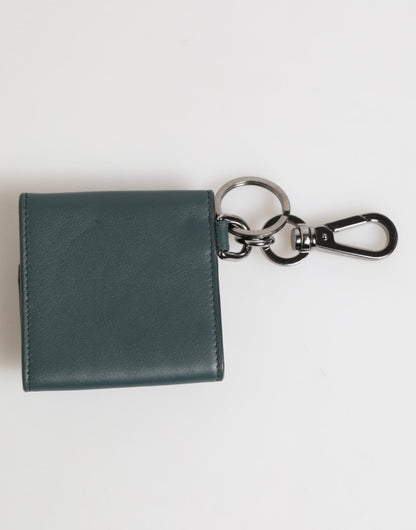 Dolce & Gabbana Dunkelgrünes Leder DG Logo Münzbeutel Tasche Charm Wallet